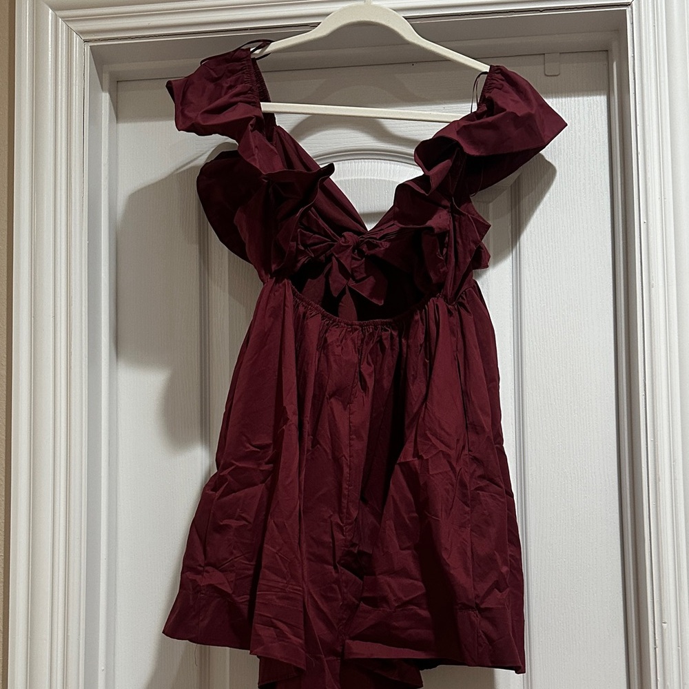 Burgundy Ruffle Dress - Picture 2 of 2